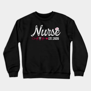 Womens New Nurse Est 2020 Nursing School Graduation Gift Crewneck Sweatshirt